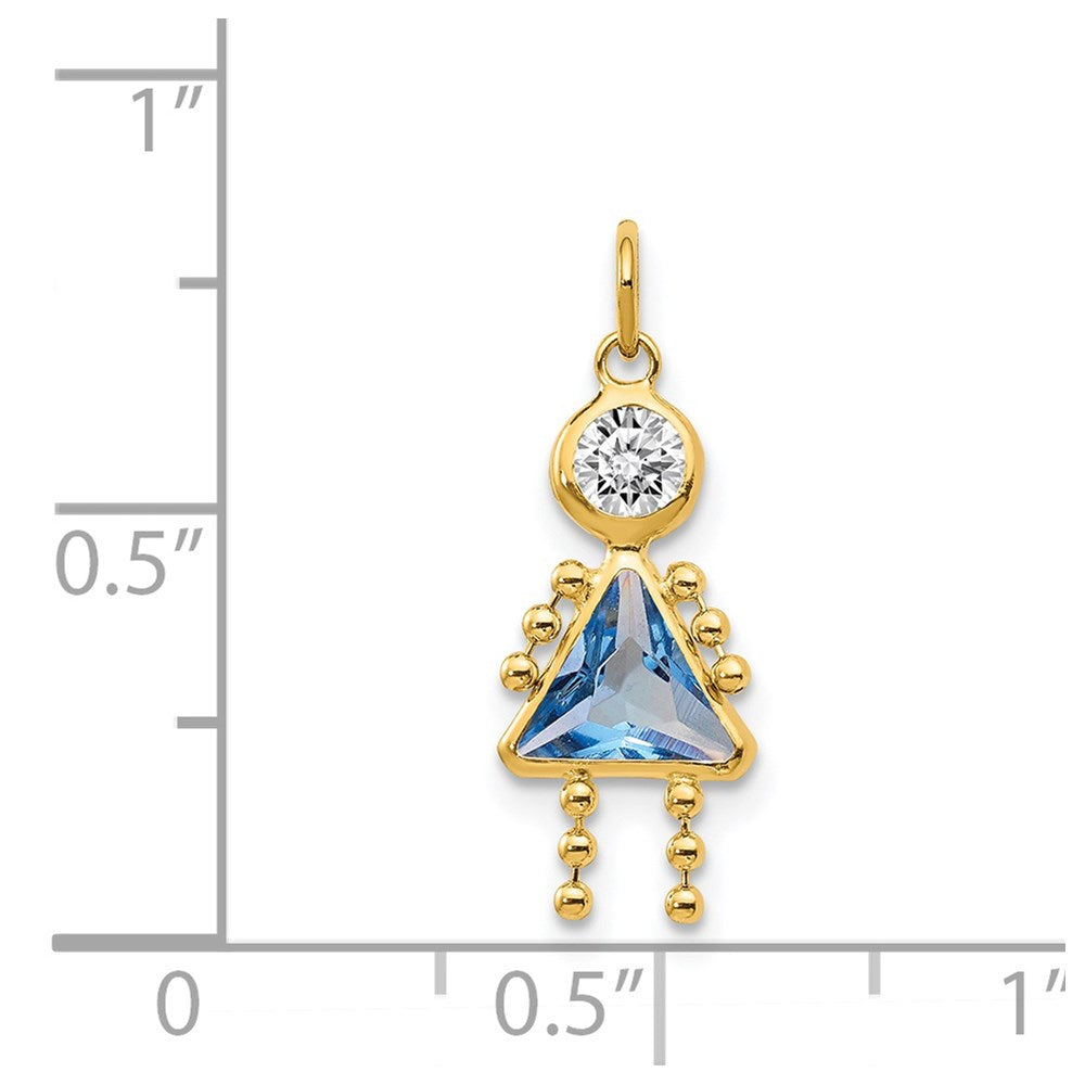 14k March Girl Synthetic Birthstone Charm