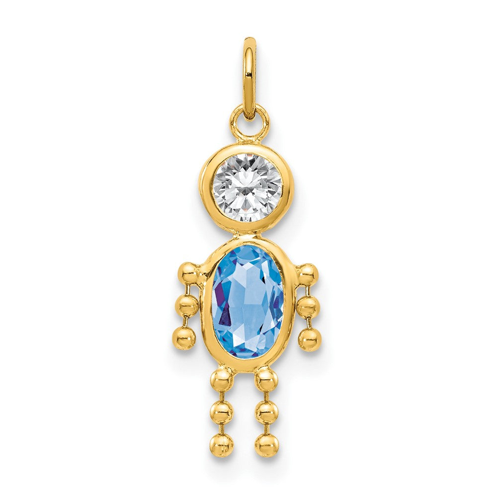 14k March Boy Synthetic Birthstone Charm