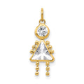 14k April Girl Synthetic Birthstone Charm