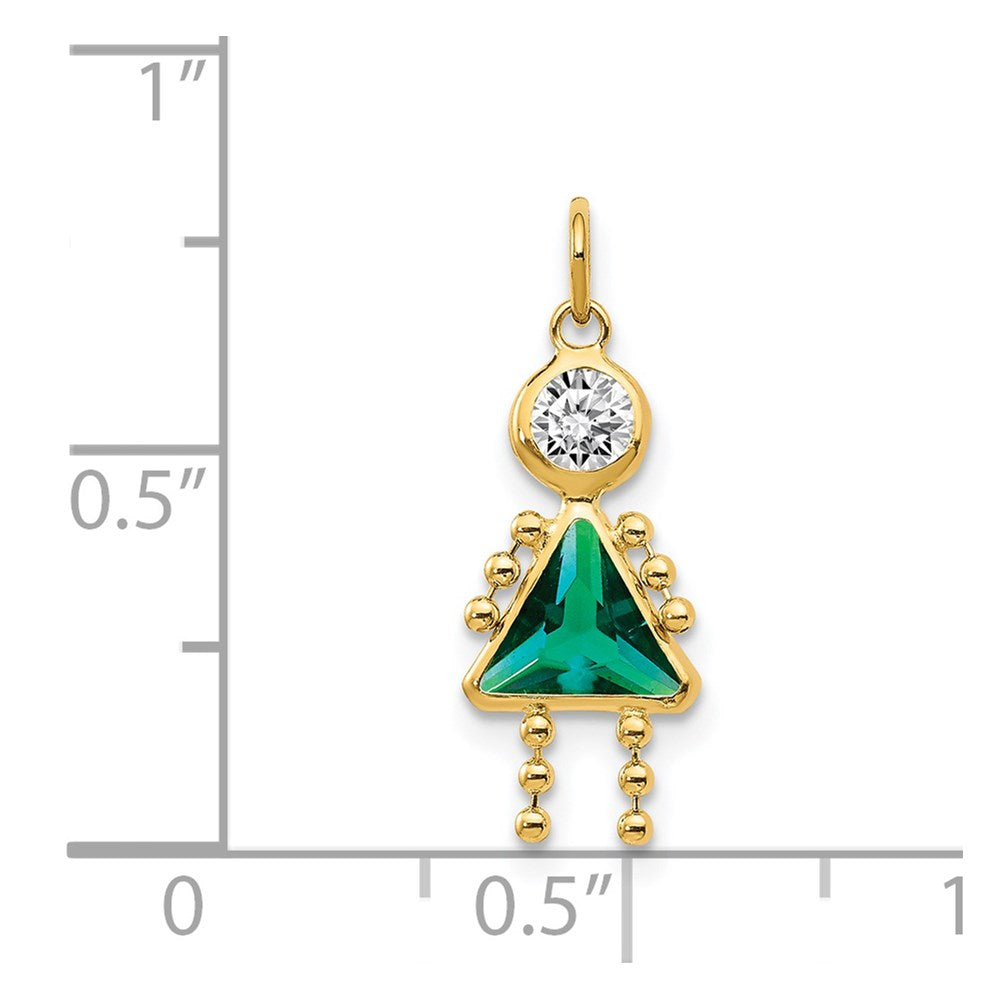 14k May Girl Synthetic Birthstone Charm