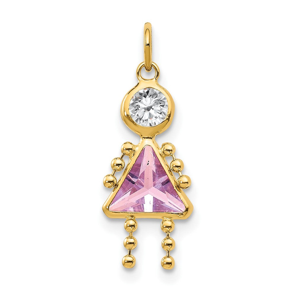 14k June Girl Synthetic Birthstone Charm