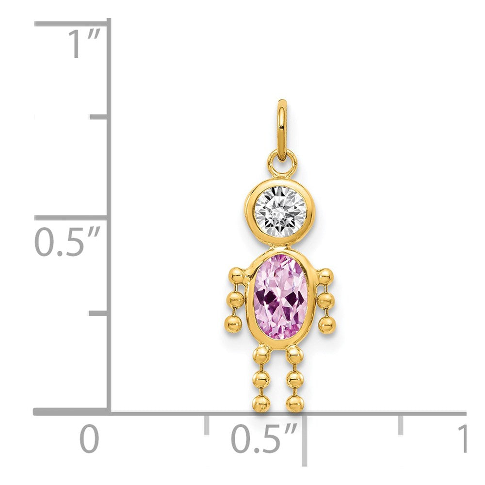 14k June Boy Synthetic Birthstone Charm
