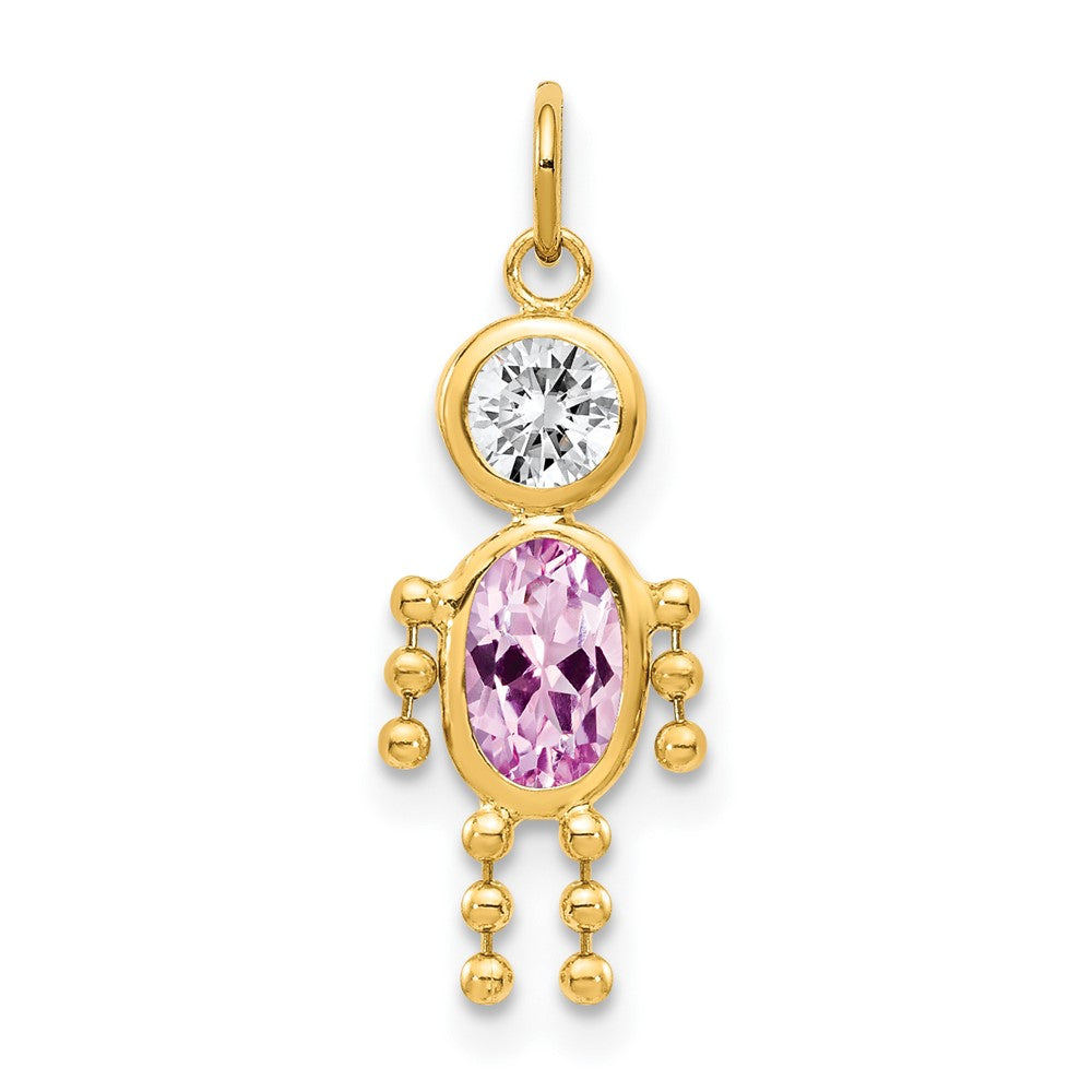 14k June Boy Synthetic Birthstone Charm