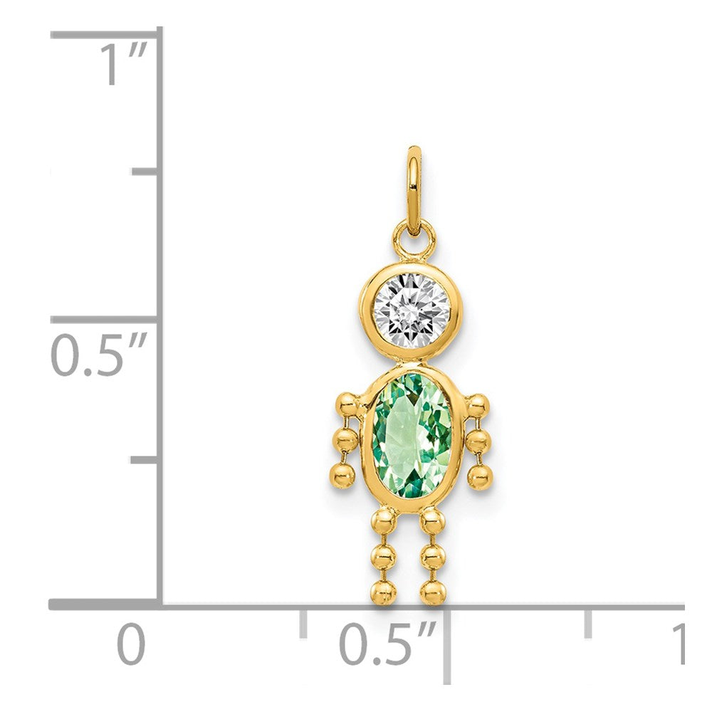 14k August Boy Synthetic Birthstone Charm