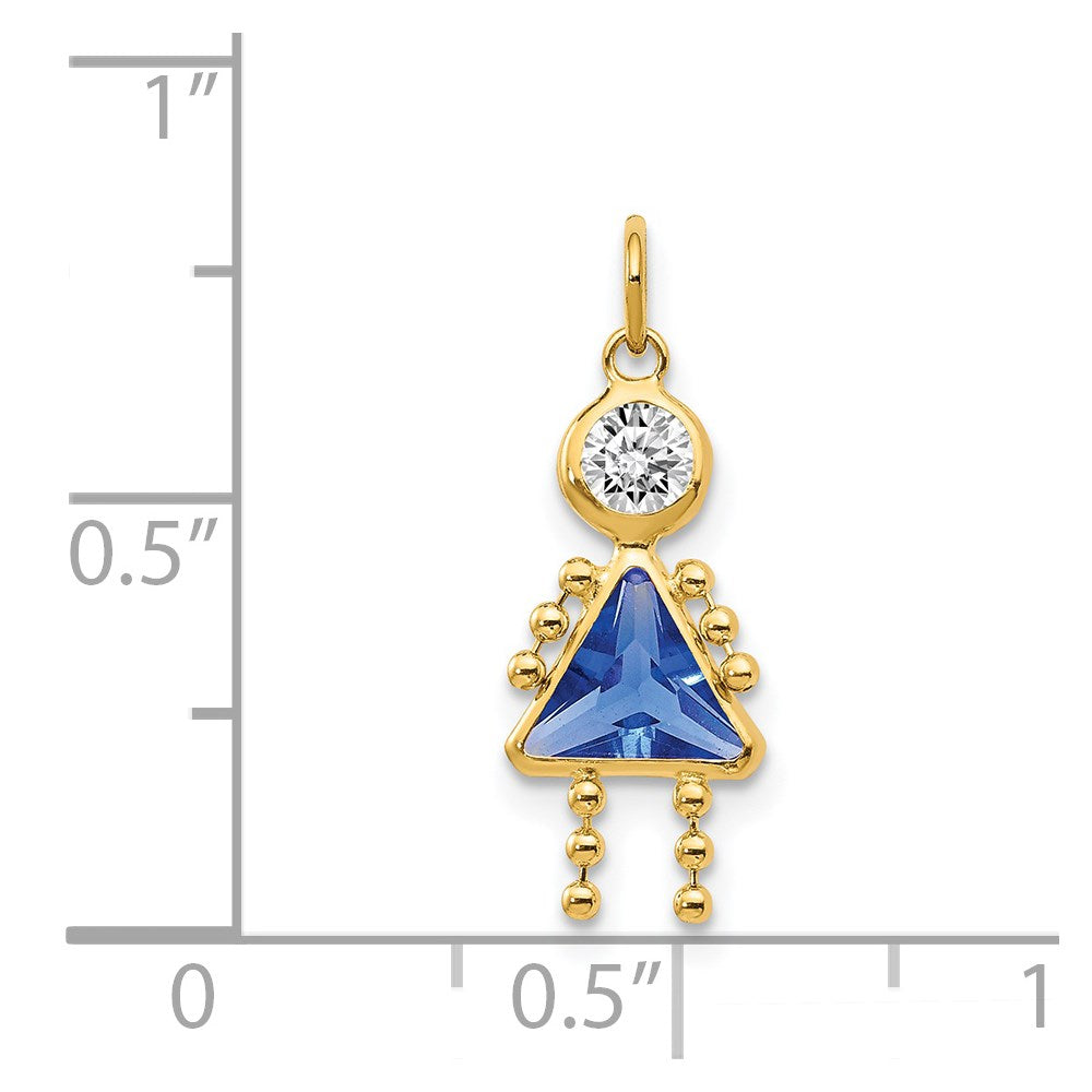 14k September Girl Synthetic Birthstone Charm
