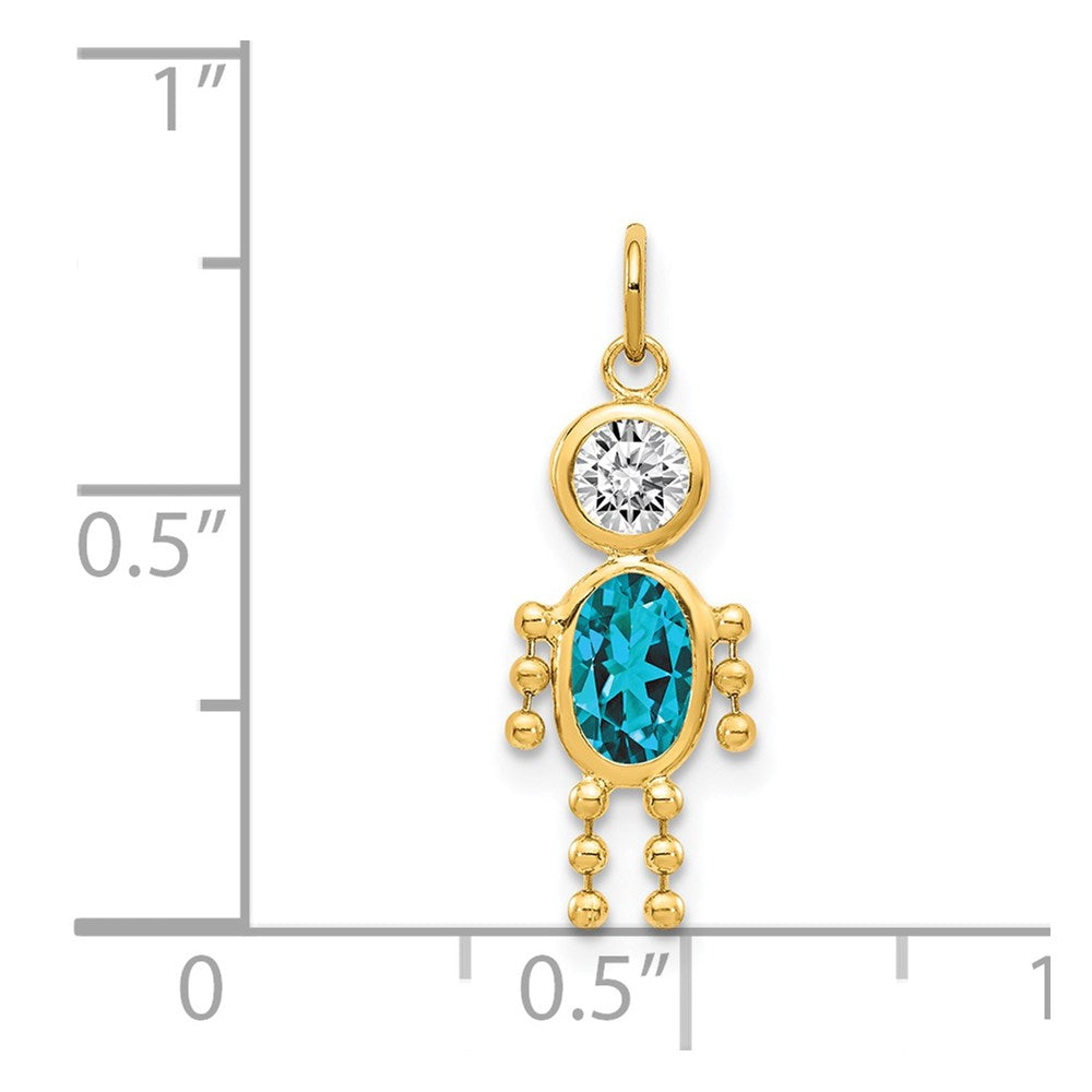 14k December Boy Synthetic Birthstone Charm