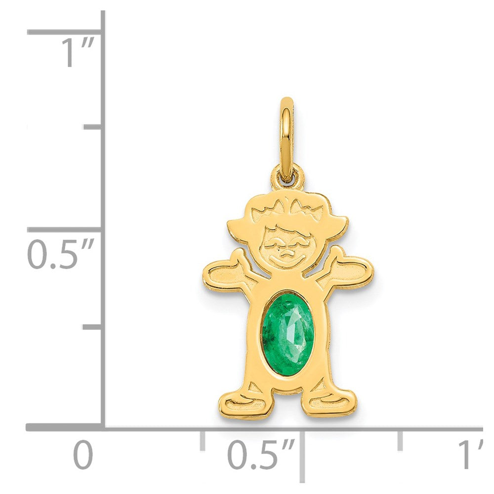 14K Girl Charm 6x4 Oval Genuine Emerald-May
