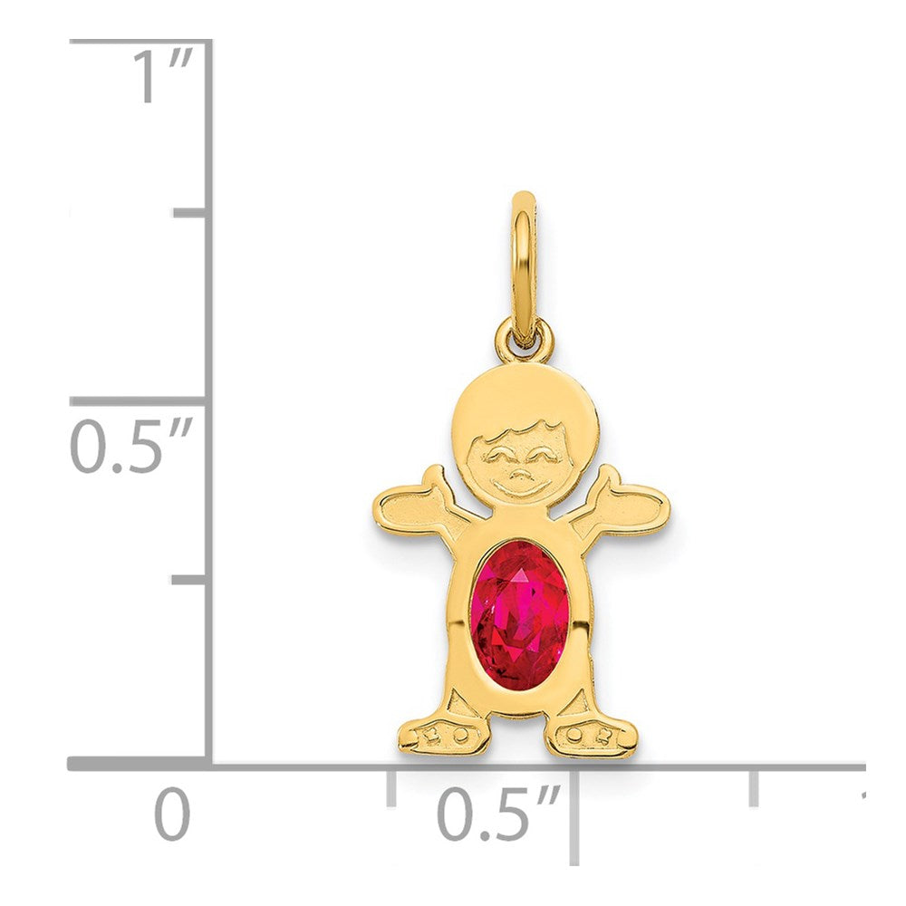 14K Boy Charm 6x4 Oval Genuine Ruby-July