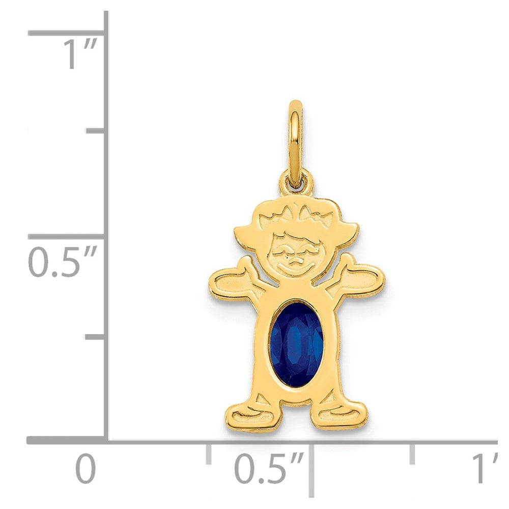 14K Girl Charm 6x4 Oval Genuine Sapphire-September