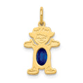 14K Girl Charm 6x4 Oval Genuine Sapphire-September
