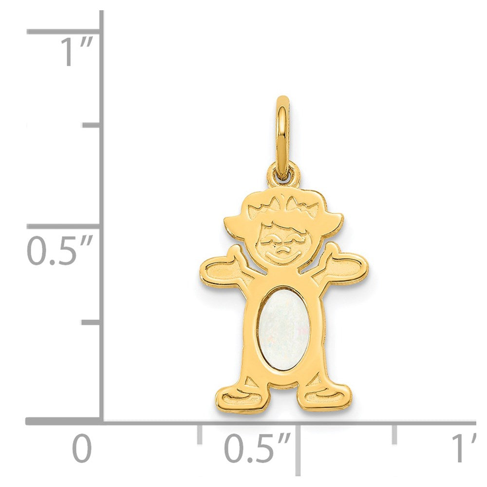 14K Girl Charm 6x4 Oval Genuine Opal-October