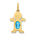 14K Boy Charm 6x4 Oval Genuine Blue Topaz-December