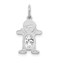 14K White Gold Boy Charm 6x4 Oval Genuine White Topaz-April