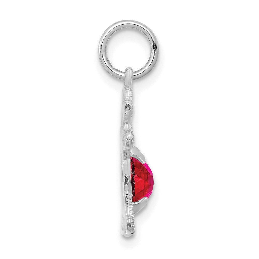 14K White Gold Girl Charm 6x4 Oval Genuine Ruby-July