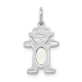 14K White Gold Girl Charm 6x4 Oval Genuine Opal-October
