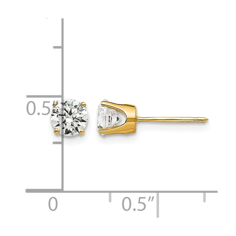14k 5mm Round CZ Stud Earrings