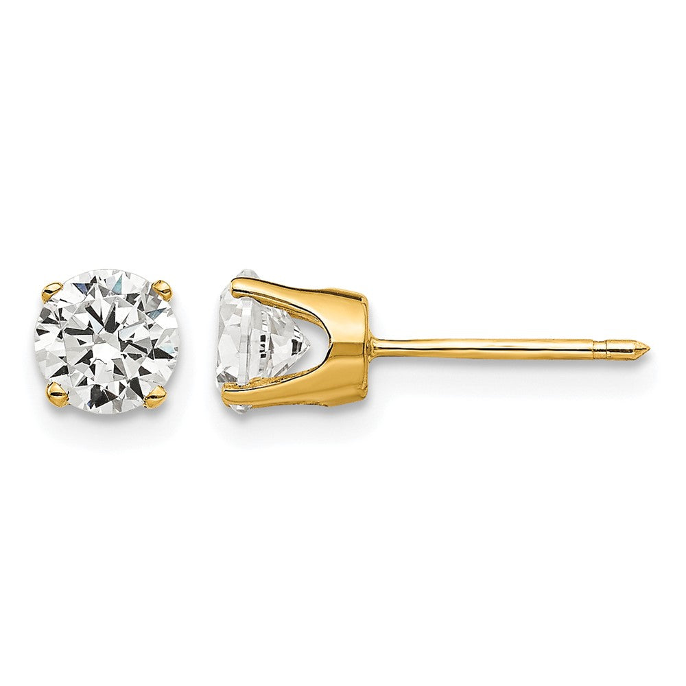 14k 5mm Round CZ Stud Earrings