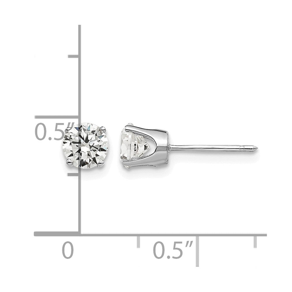 14k White Gold 5mm Round CZ Stud Earrings