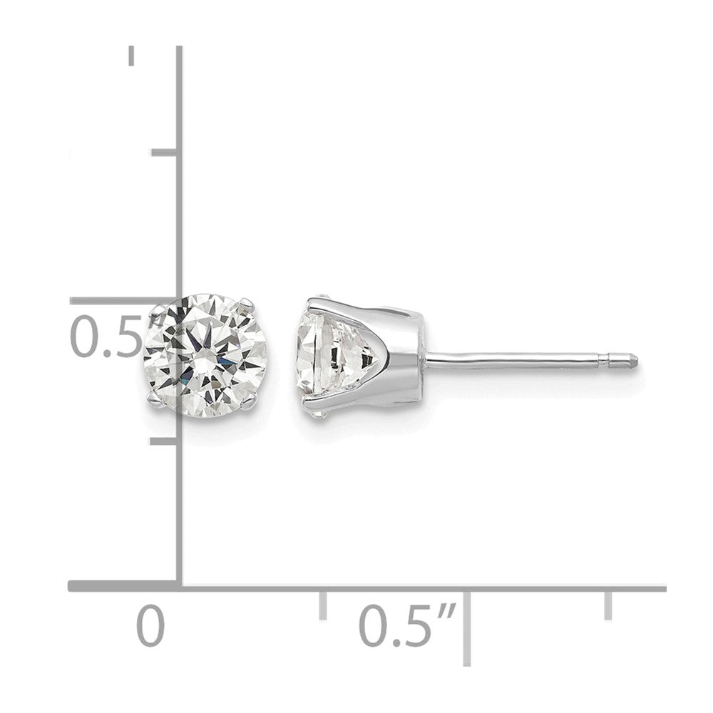 14k White Gold 5.5mm Round CZ Stud Earrings