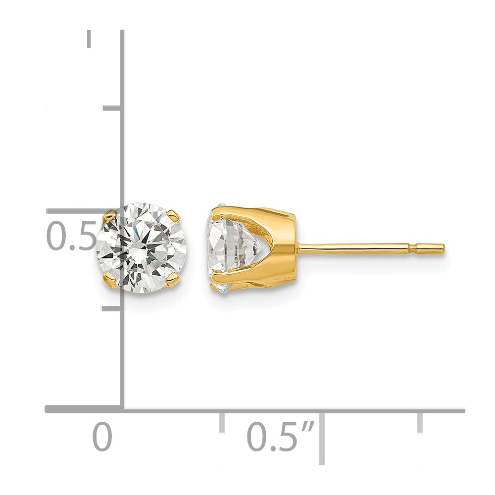 14k 5.75mm Round CZ Stud Earrings