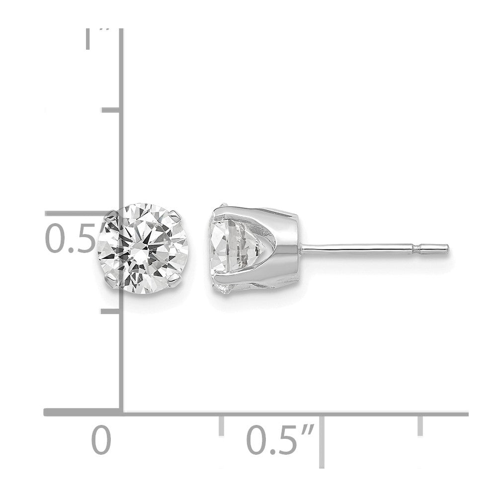 14k White Gold 5.75mm Round CZ Stud Earrings