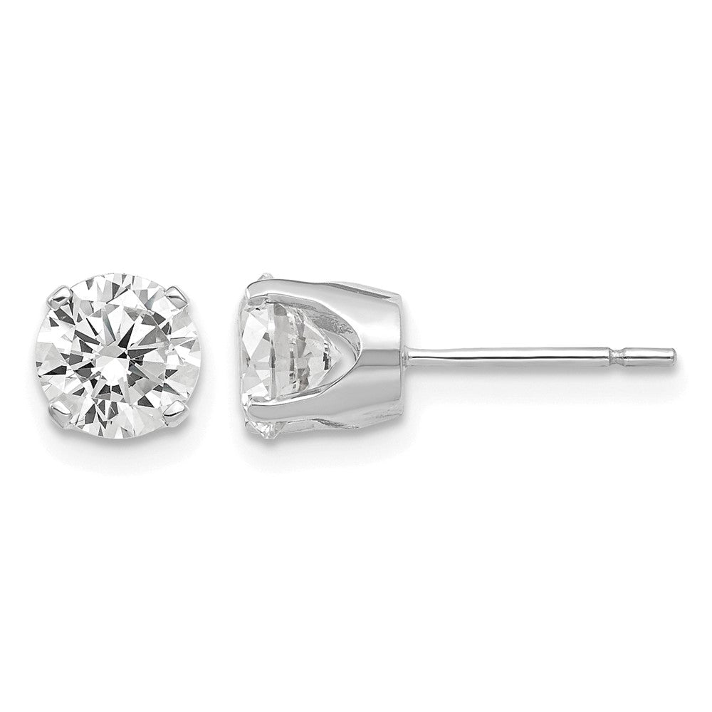 14k White Gold 5.75mm Round CZ Stud Earrings