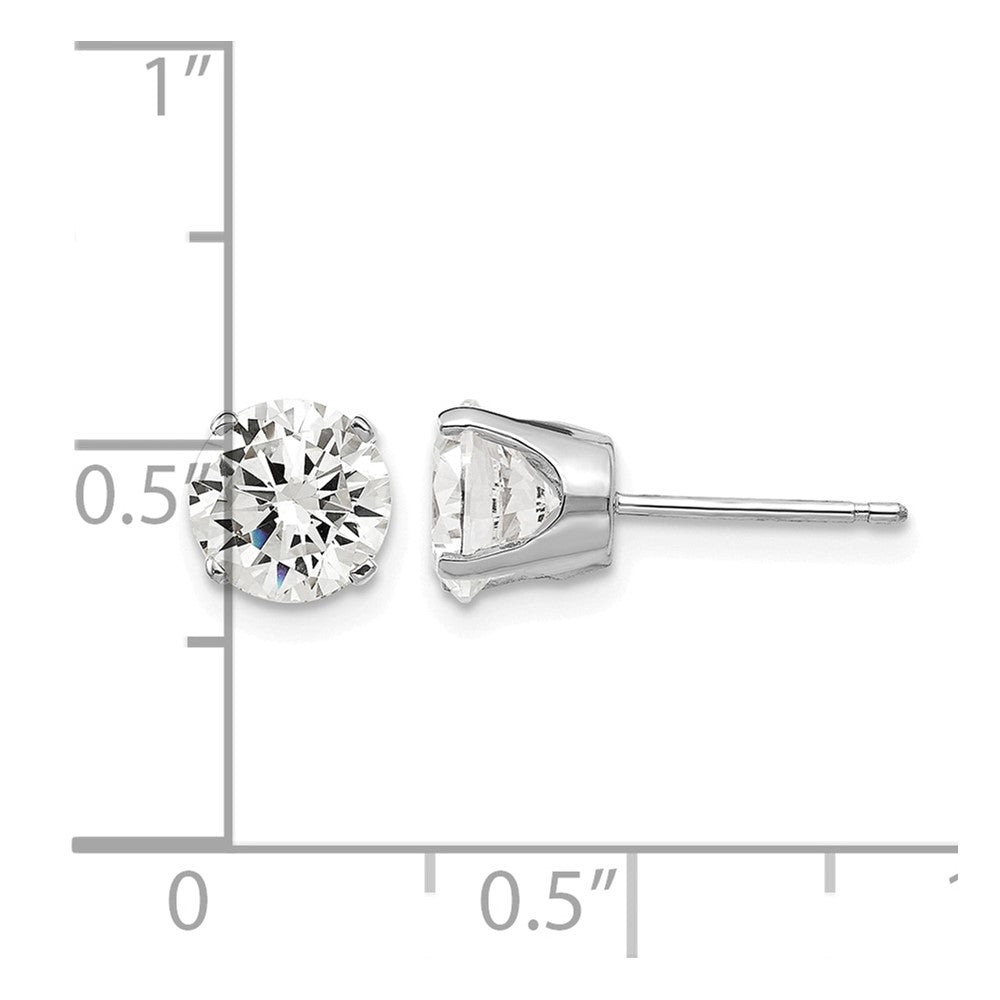 14k White Gold 6.5mm Round CZ Stud Earrings