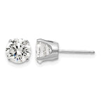 14k White Gold 6.5mm Round CZ Stud Earrings