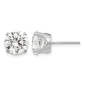 14k White Gold 8mm Round CZ Stud Earrings
