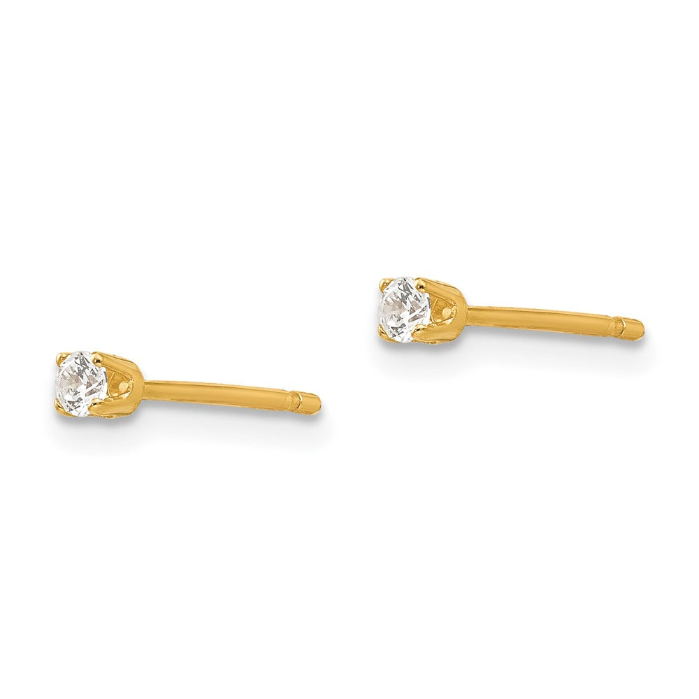14k 2.25mm Round CZ Stud Earrings