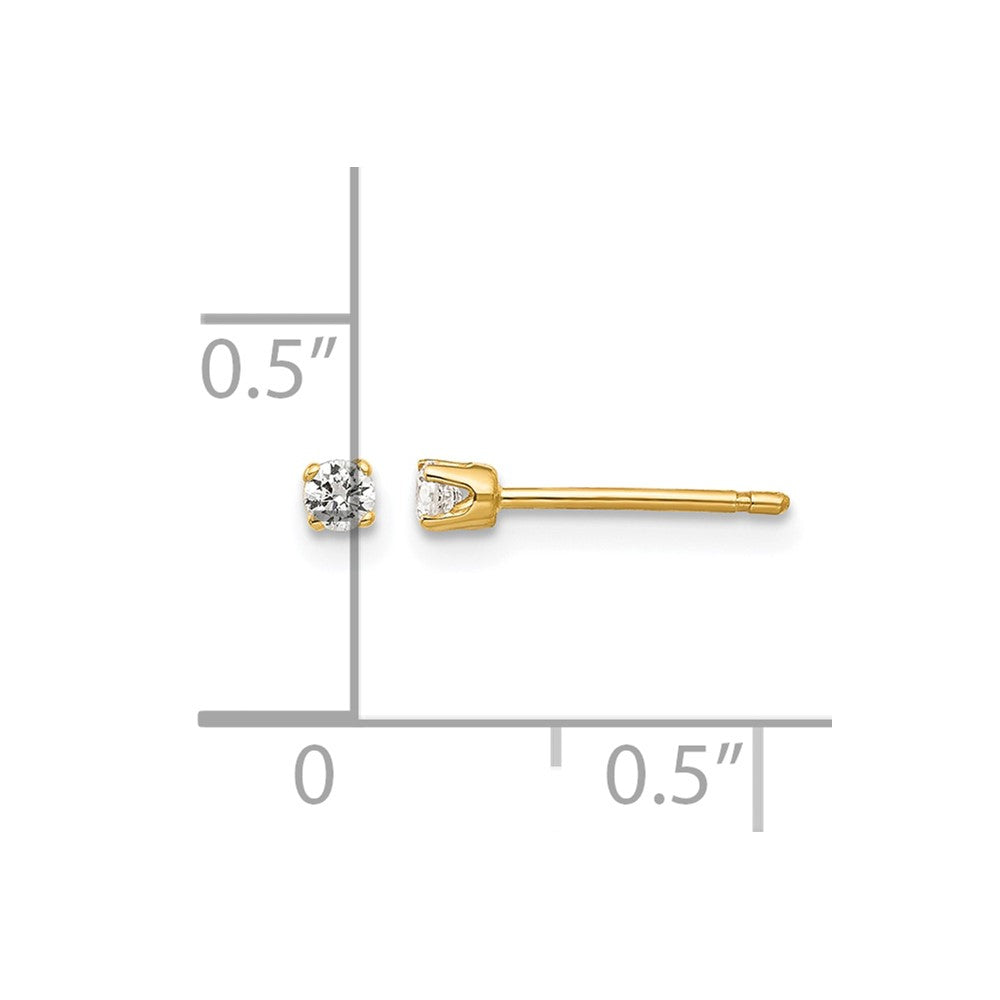 14k 2.25mm Round CZ Stud Earrings