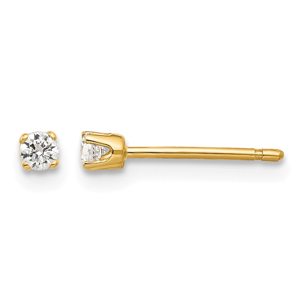14k 2.25mm Round CZ Stud Earrings
