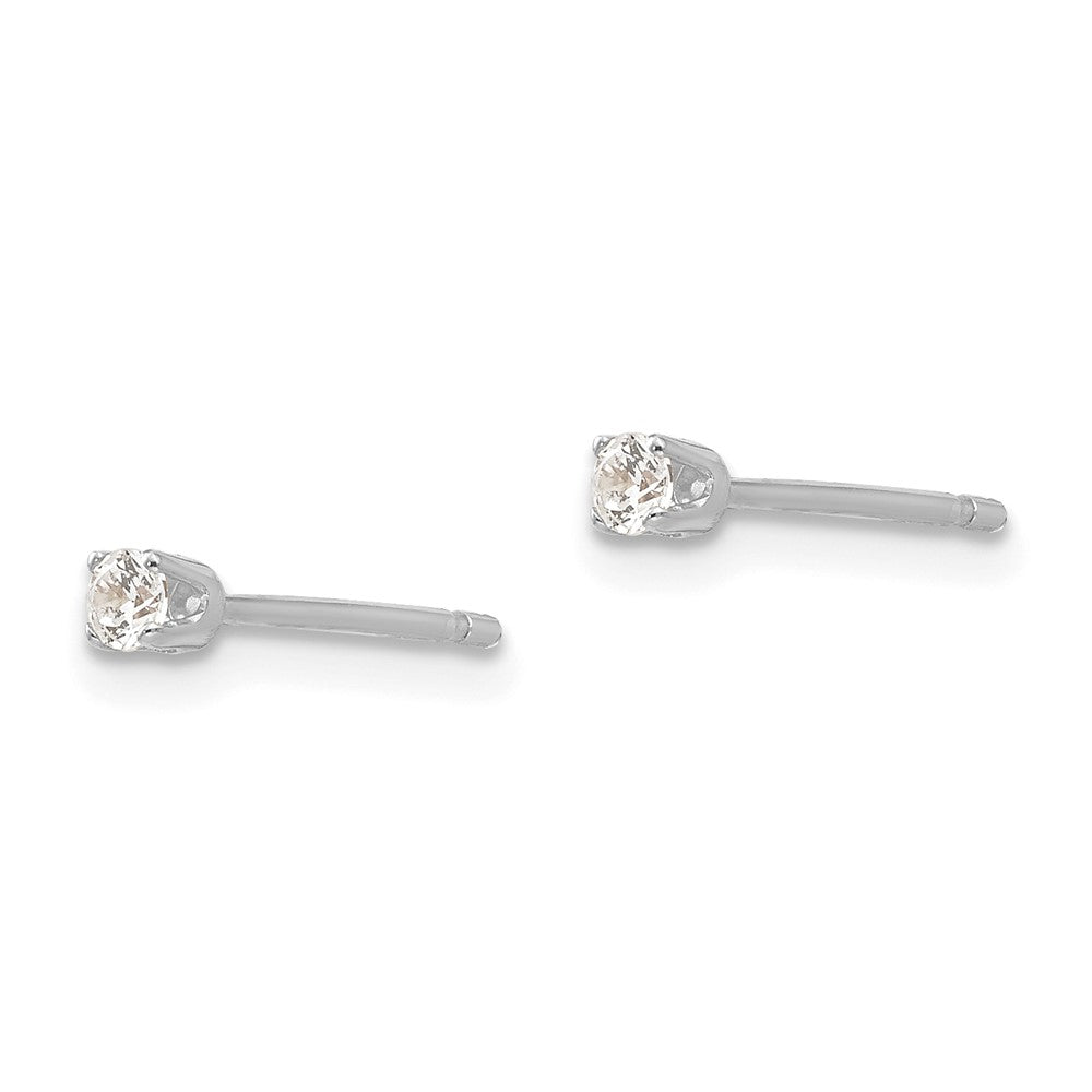 14k White Gold 2.25mm Round CZ Stud Earrings