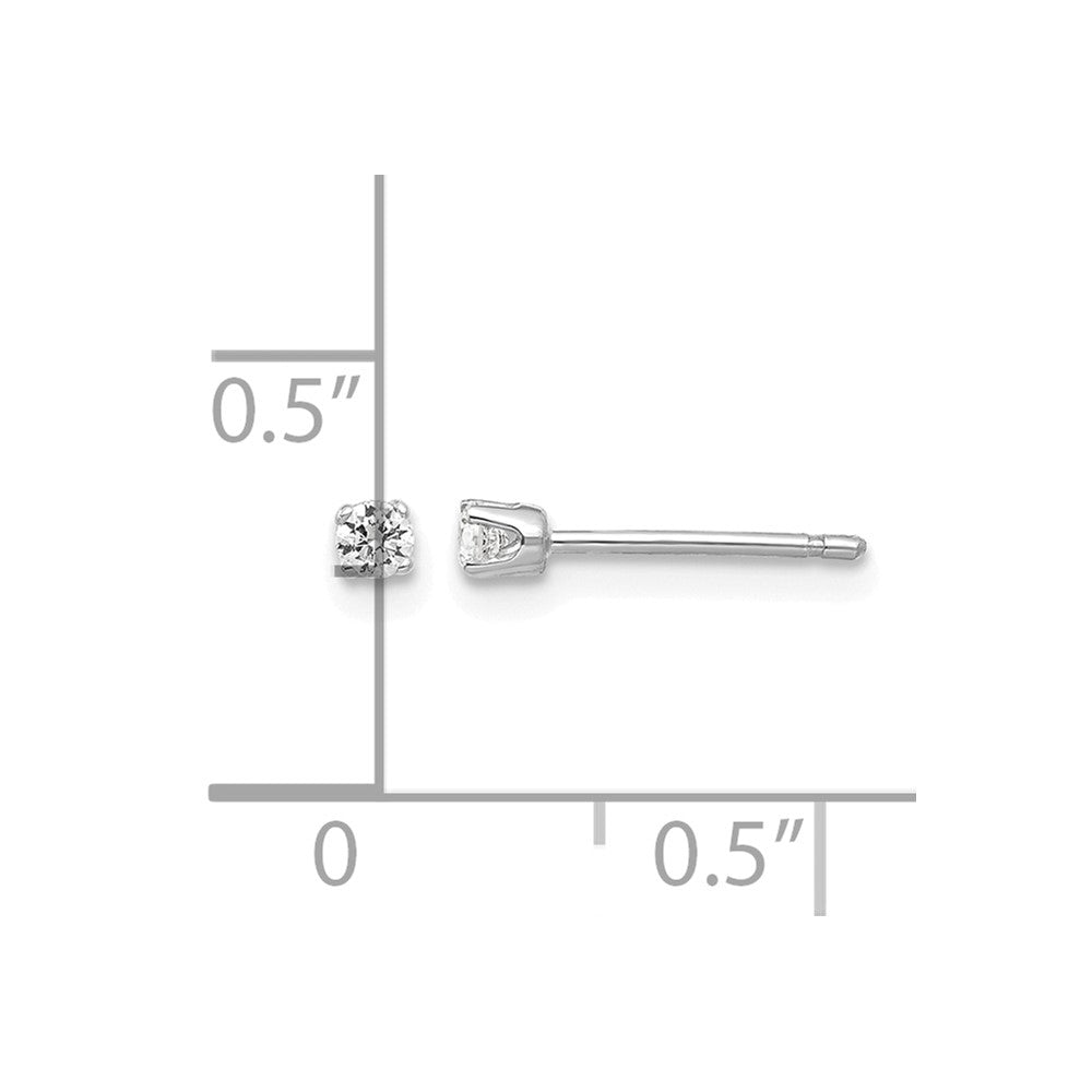 14k White Gold 2.25mm Round CZ Stud Earrings
