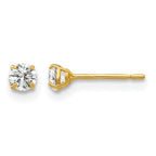 14k 3mm Round CZ Post Earrings