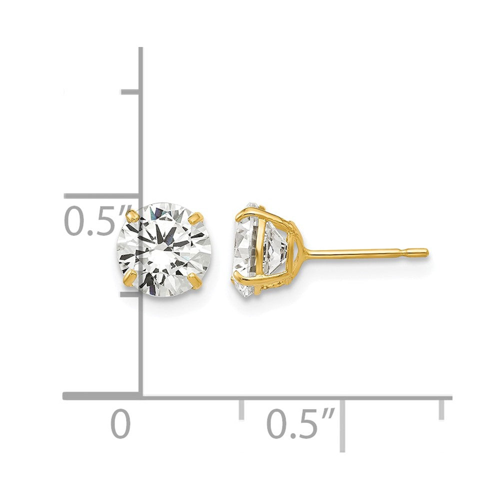 14k 6mm Round CZ Post Earrings