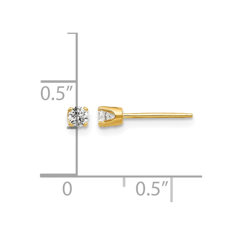 14k 2.75mm Round CZ Stud Earrings
