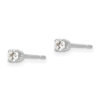 14k White Gold 2.75mm Round CZ Stud Earrings