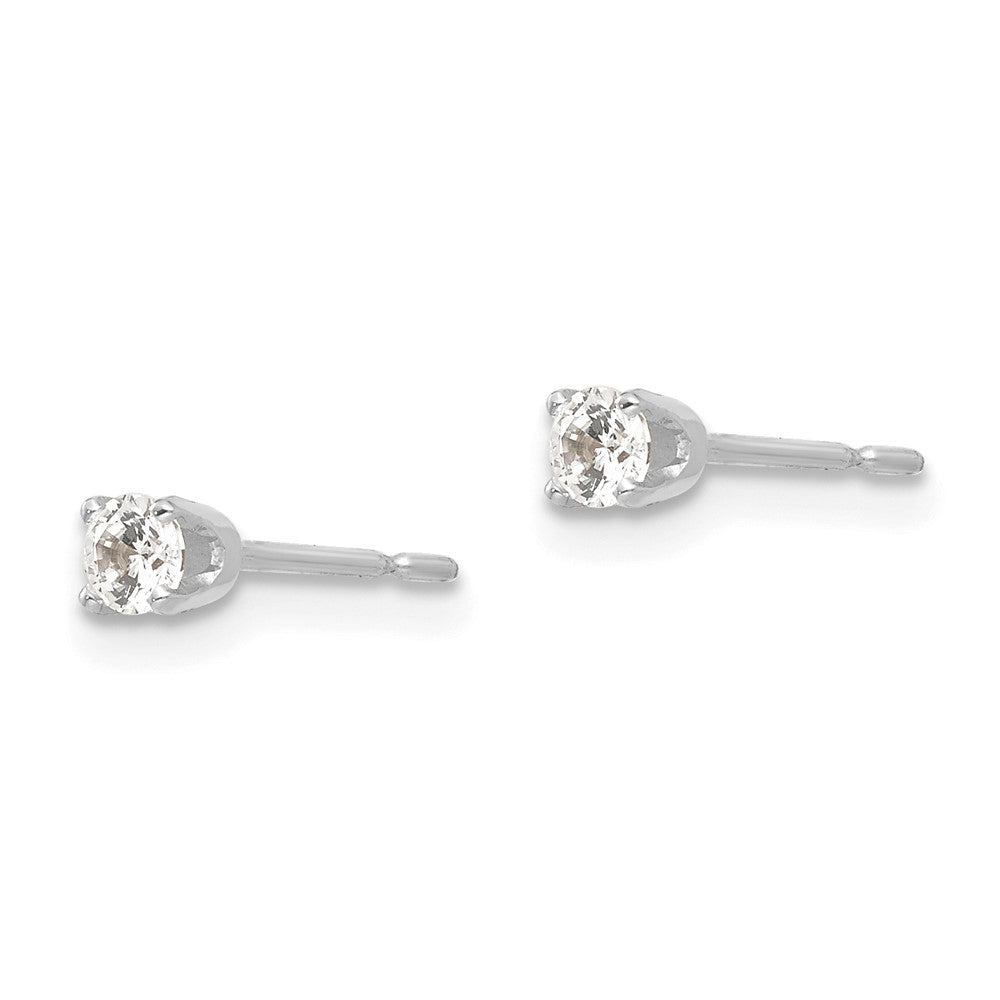 14k White Gold 2.75mm Round CZ Stud Earrings