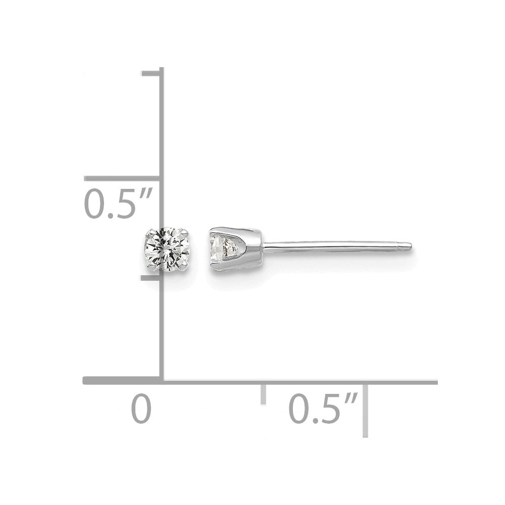 14k White Gold 2.75mm Round CZ Stud Earrings