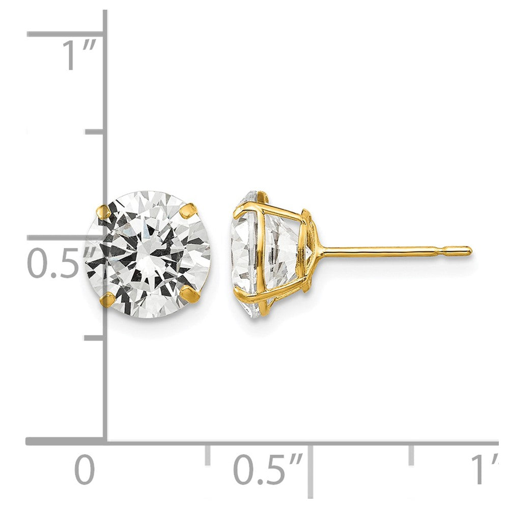 14k 8mm Round CZ Post Earrings