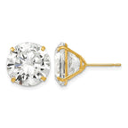 14k 12mm Round CZ Post Earrings