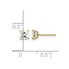 14k 4mm Square CZ Post Earrings