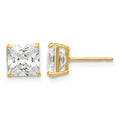 14k 6mm Square CZ Post Earrings