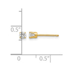 14k 3mm CZ Round Stud Earrings