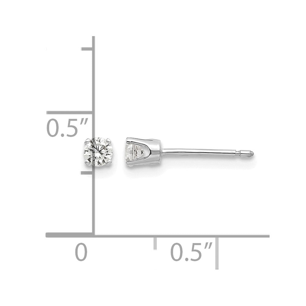 14k White Gold 3mm Round CZ Stud Earrings
