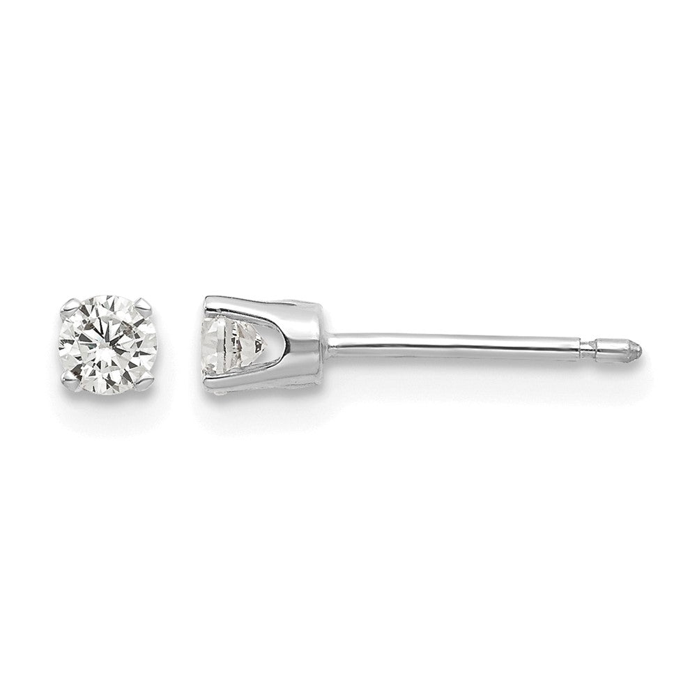 14k White Gold 3mm Round CZ Stud Earrings