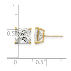 14k 7mm Square CZ Post Earrings