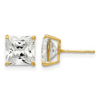 14k 7mm Square CZ Post Earrings