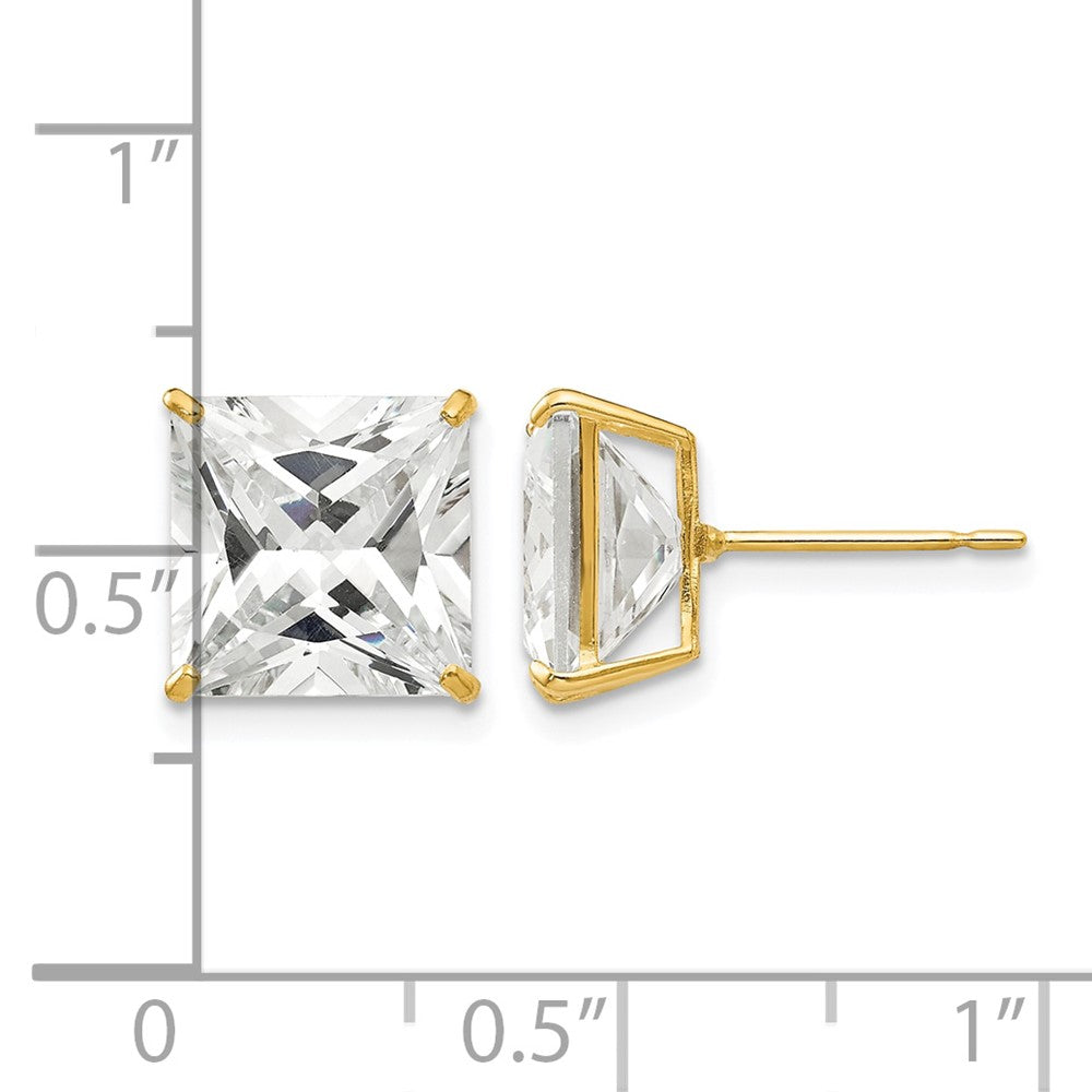 14k 9mm Square CZ Post Earrings